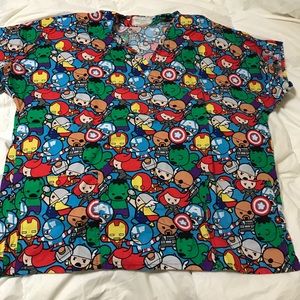 Unisex superhero scrub top