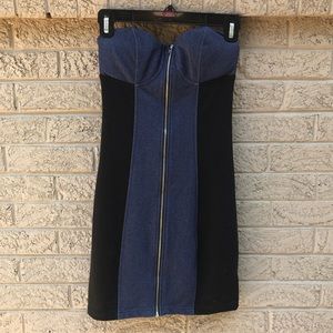 Guess stretch denim strapless dress