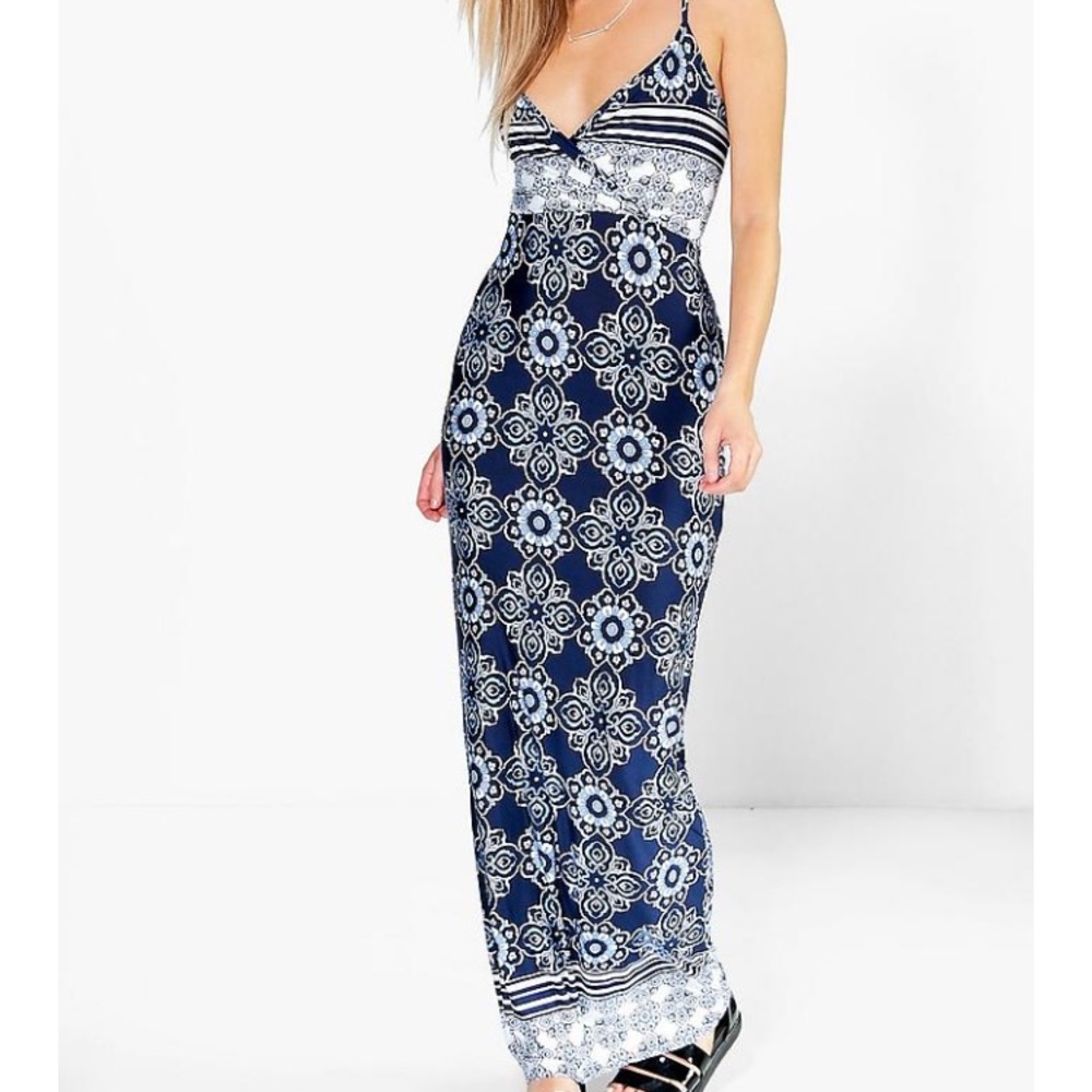 Blue printed maxi dress