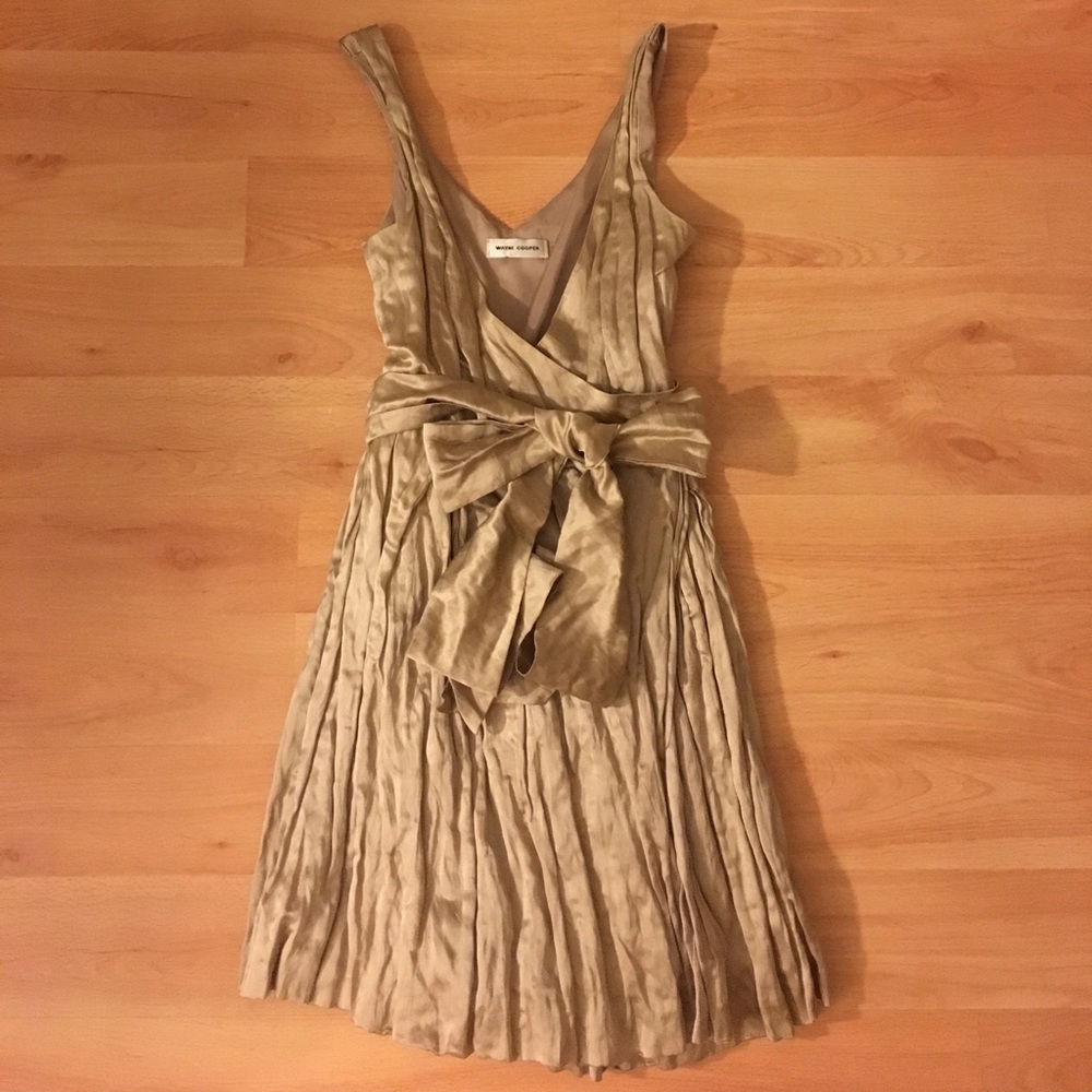Wayne Cooper Silk Gold Beige Dress