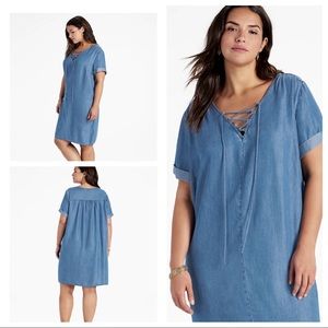 Lucky Brand Lace Up Denim Swing Dress