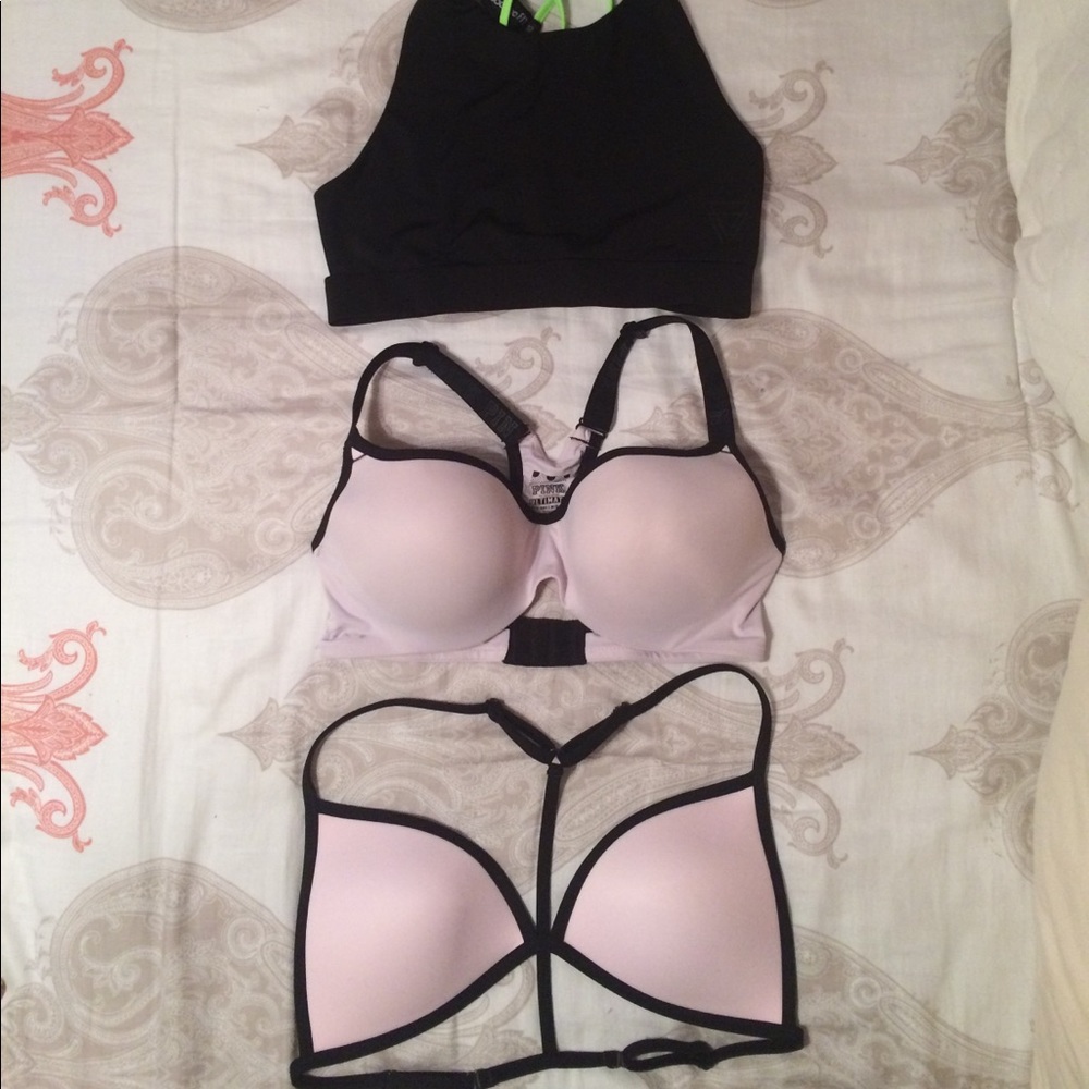 Pink bikini top, pink Bra and sports top