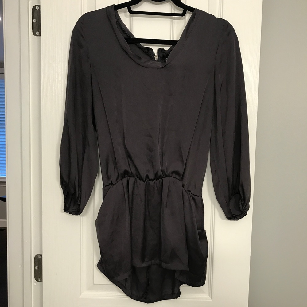 Charcoal grey blouse with back zipper