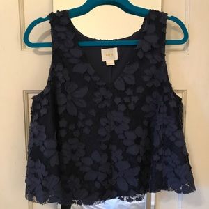 Navy Gauzy Lace Tank