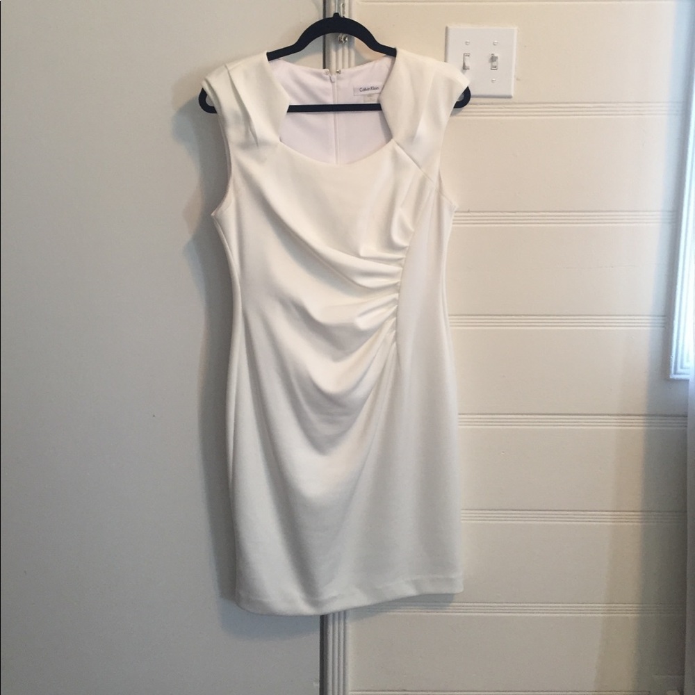 Calvin Klein white body con dress