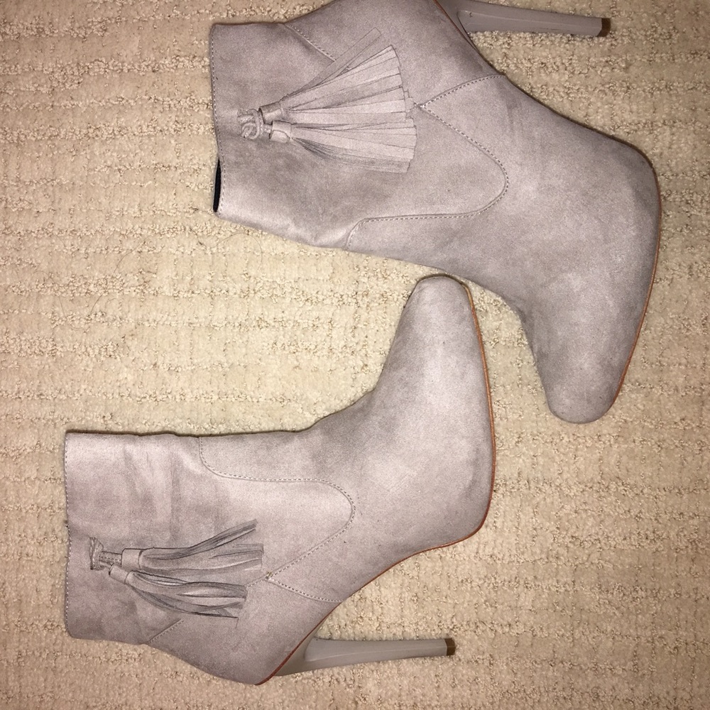 Grey suede platform booties