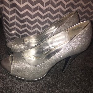 Silver sparkly heels