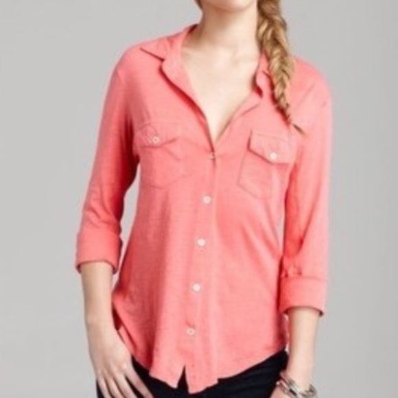 James Perse Tops - James Perse Button Down Sheer Slub Side Panel