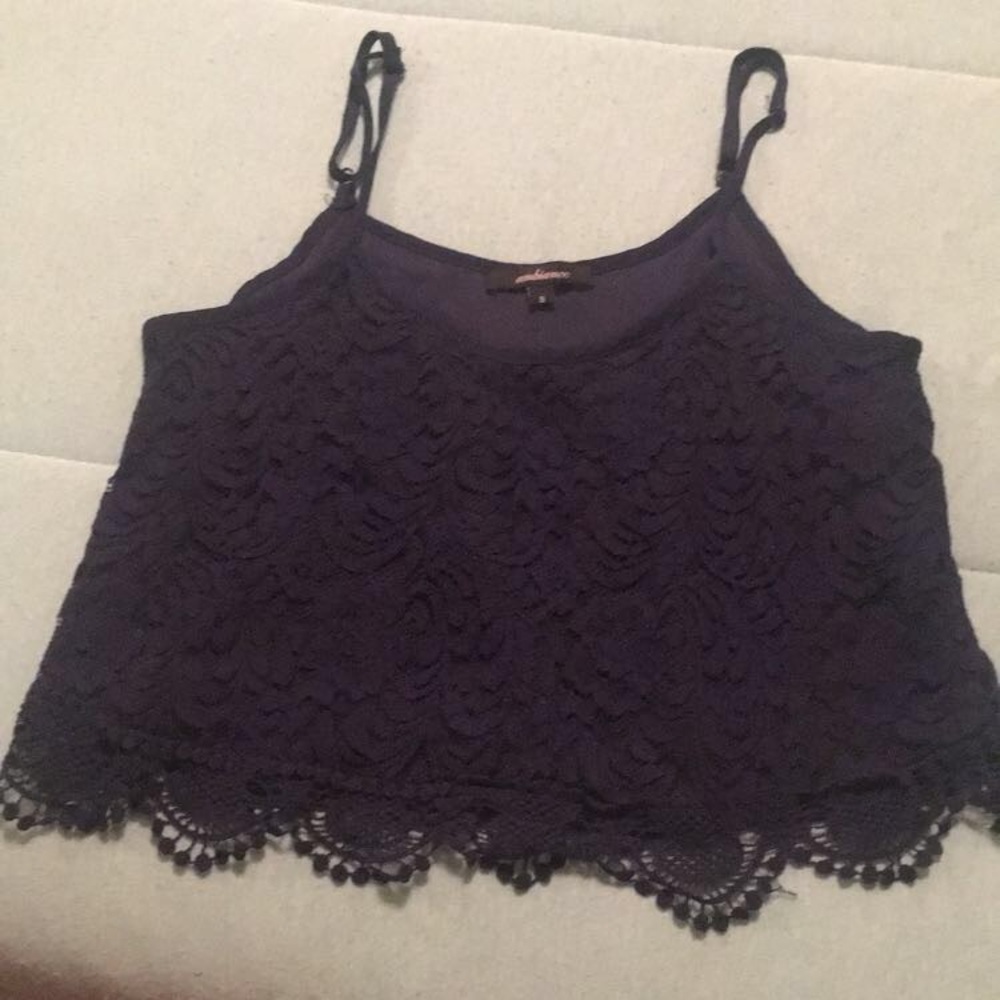WORN ONCE Spaghetti Strap Lace Crop Top
