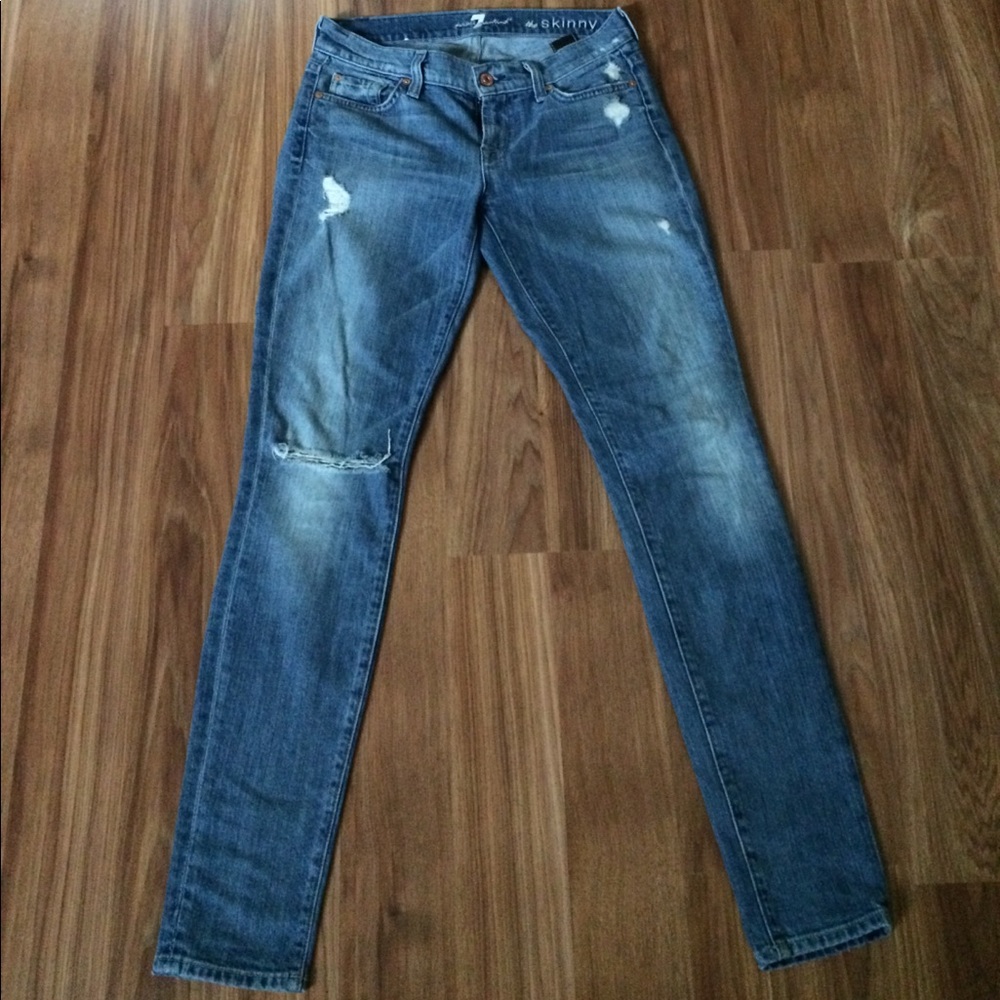 7FAM "The Skinny" destressed jeans
