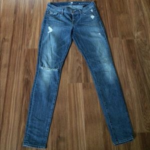 7FAM "The Skinny" destressed jeans