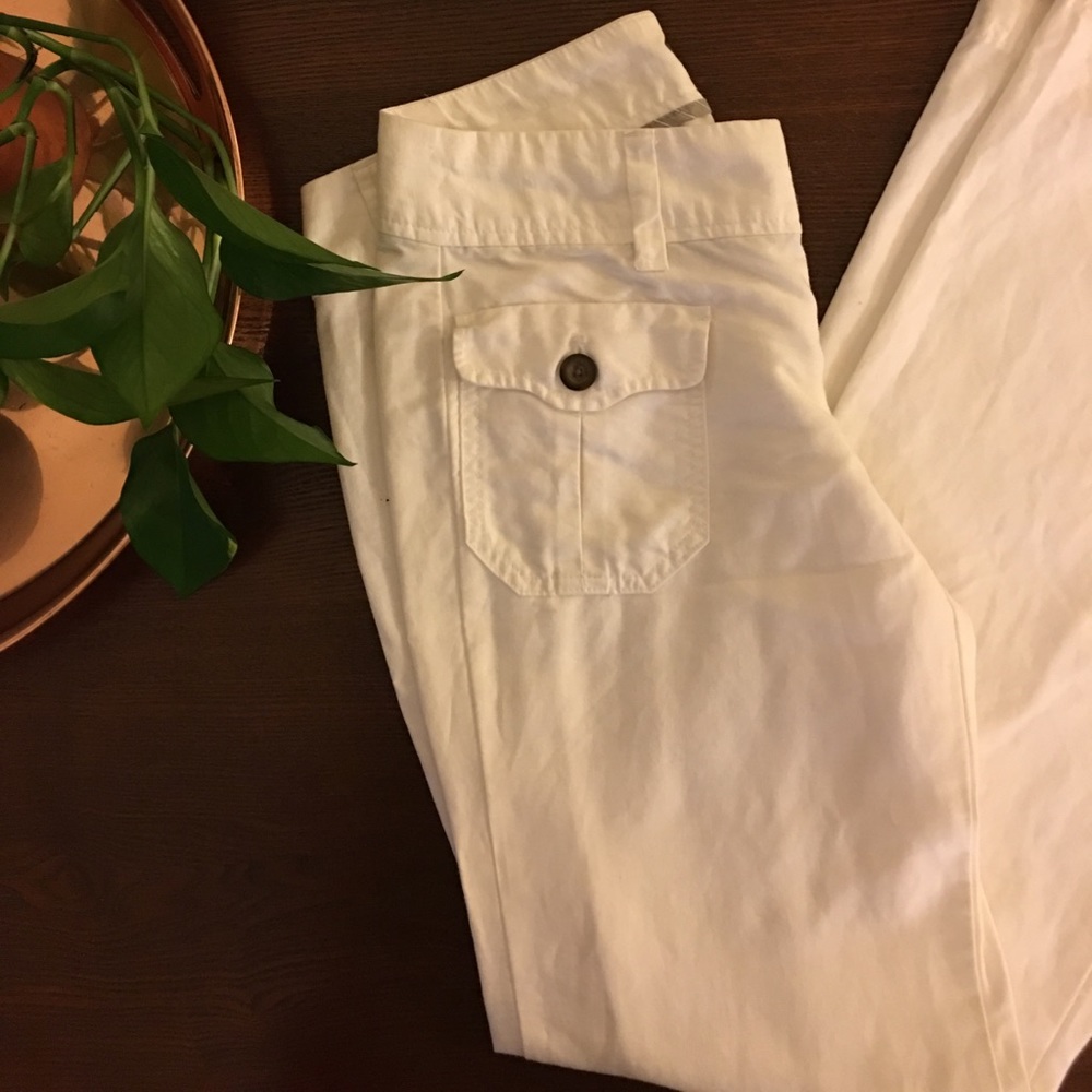 GAP White linen/cotton wide leg pants