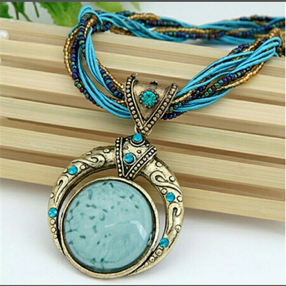 Jewelry - *CLEARANCE* Blue Bohemian Pendant Necklace