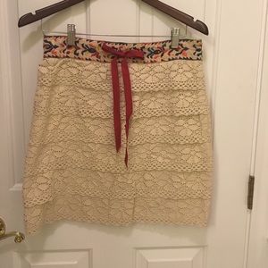 Anna Sui for Anthropologie white lace skirt