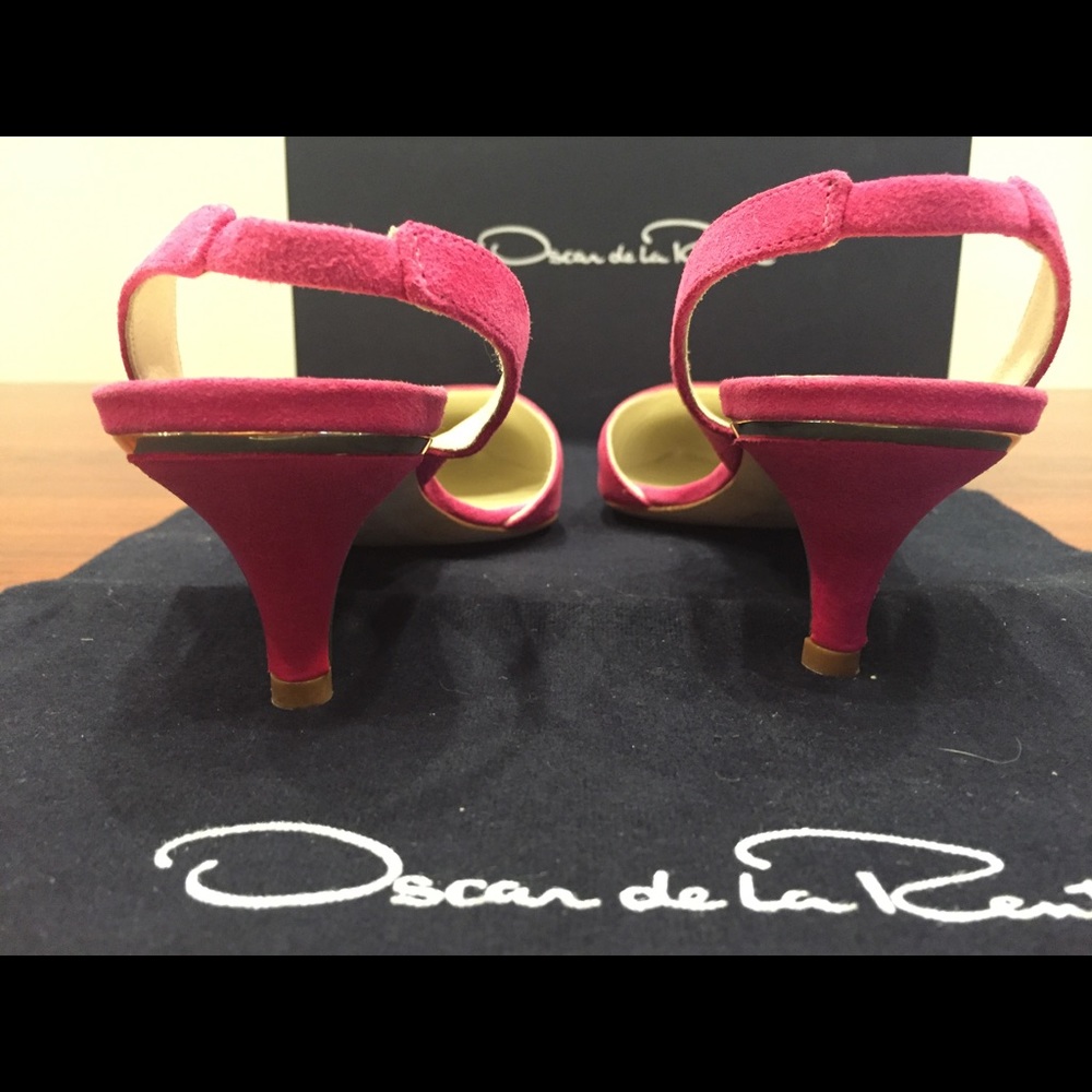 Oscar de la Renta pink Samie slingback sz 37 6.5/7 - Picture 4 of 6