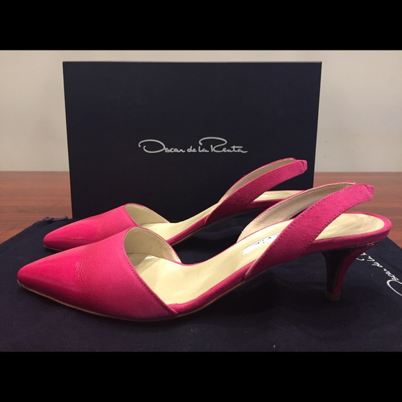 Oscar de la Renta pink Samie slingback sz 37 6.5/7 - Picture 3 of 6