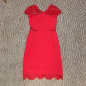 Red BCBG dress, open lace back detail