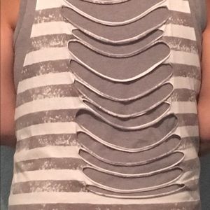 Plus size gray and white tank top