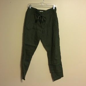 Green linen jogger pants