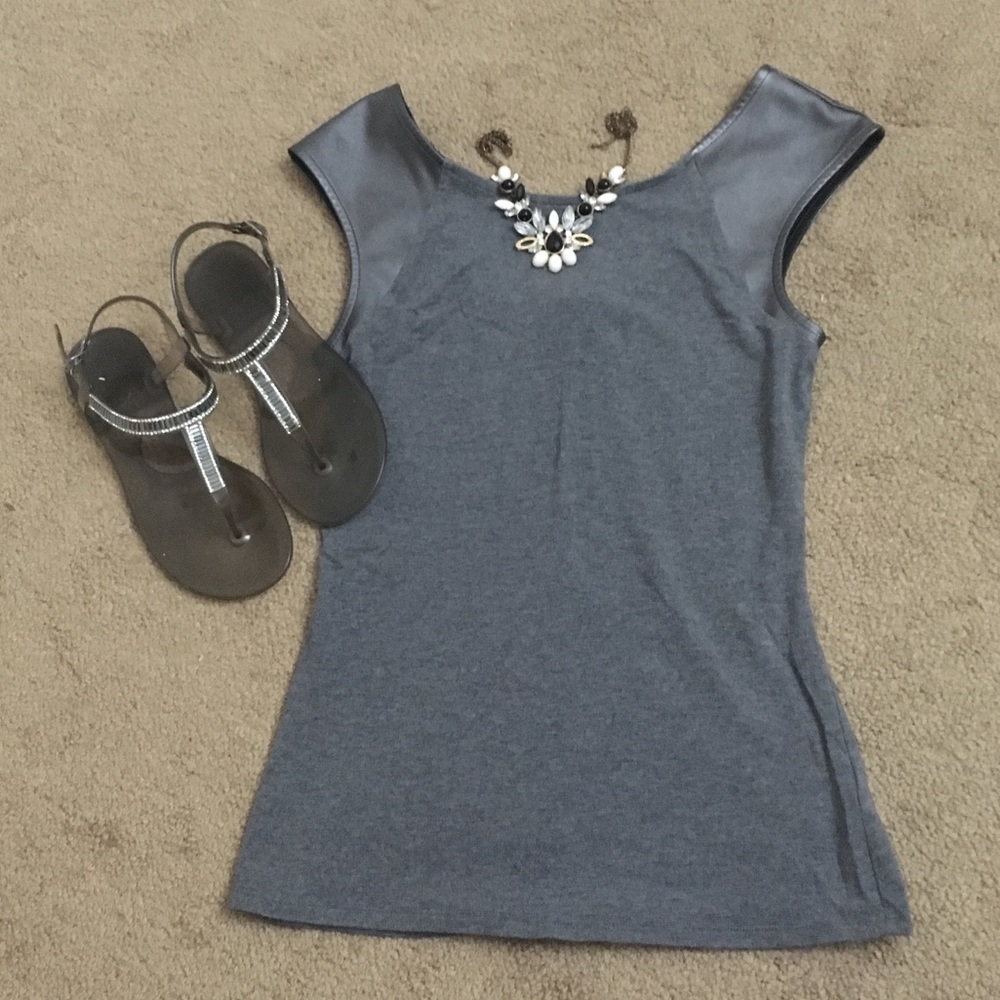 Faux Leather Sleeved Tank