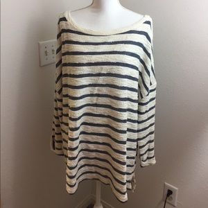 Ava & Vic White & Navy Striped Sweater
