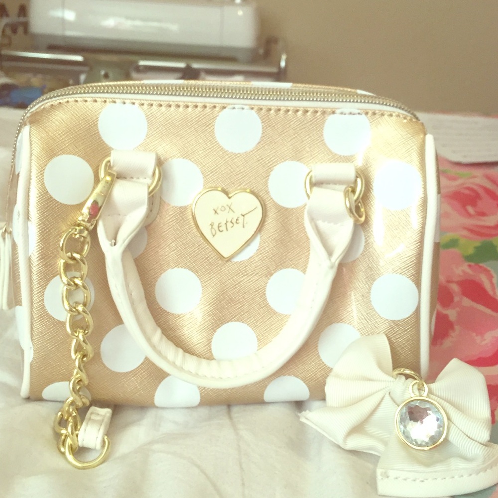 Betsey Johnson Gold Polka Dot Mini Crossbody!