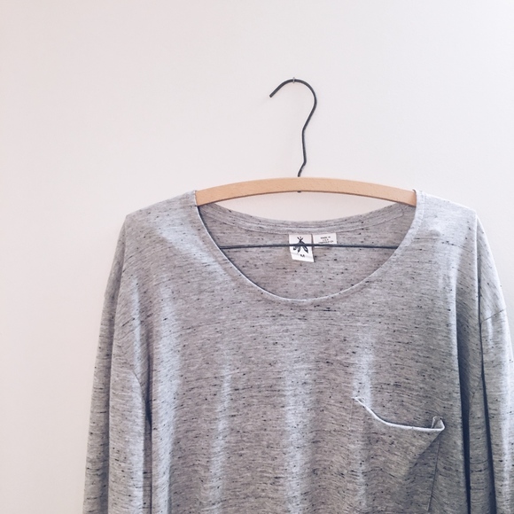 Urban Outfitters Tops - Feathers Grey French Terry Curved Hem Tee