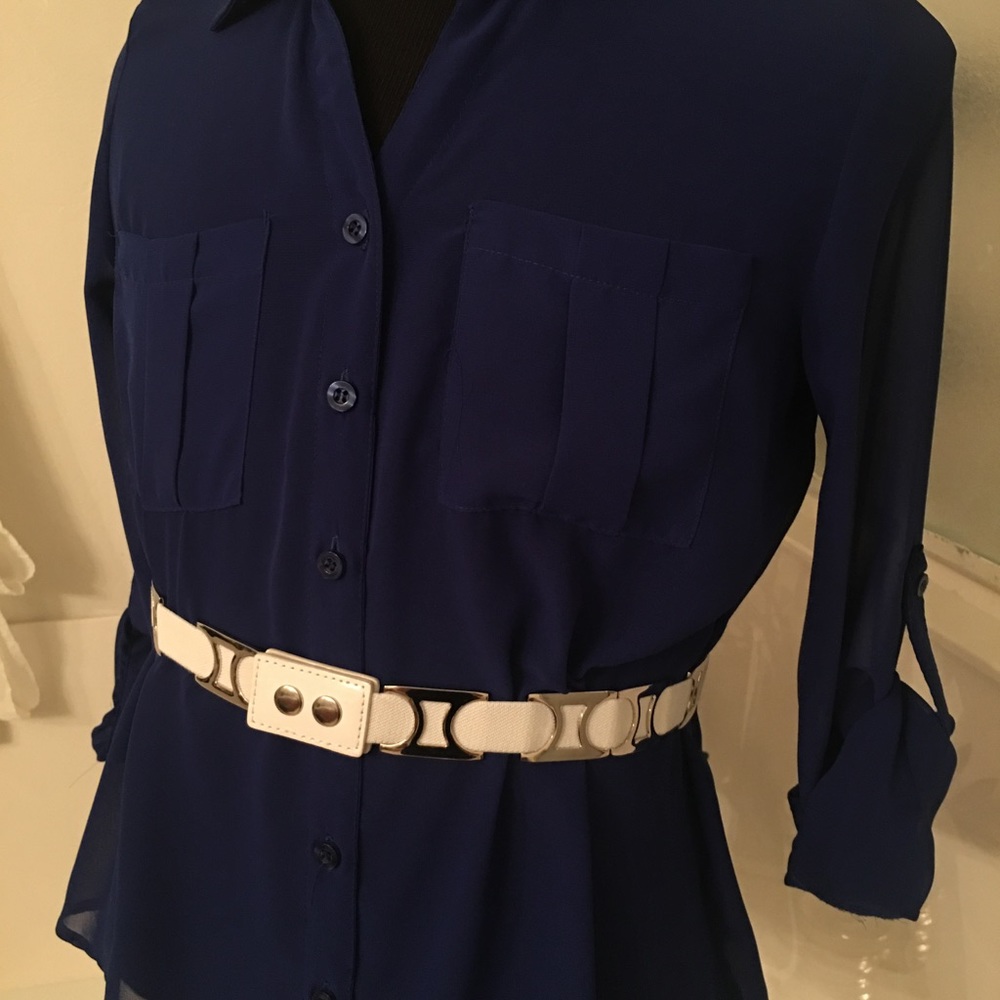 Royal blue sheer blouse