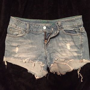Ripped Faded Denim Shorts