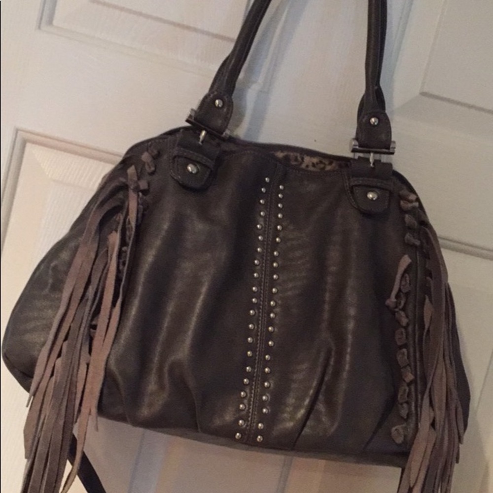 Grey faux leather handbag