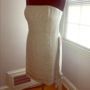 Off-white size strapless metallic glitter dress