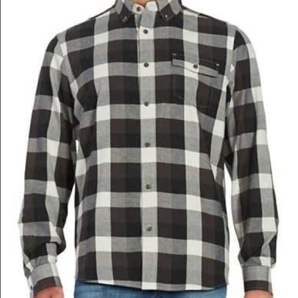 Mens Black Brown 1826 plaid flannel shirt