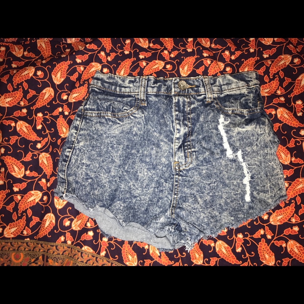 High Waisted Stone Washed Shorts