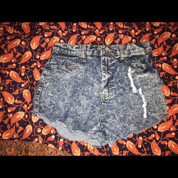 High Waisted Stone Washed Shorts - Picture 1 of 2
