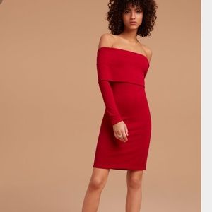 Aritzia off the shoulder red dress