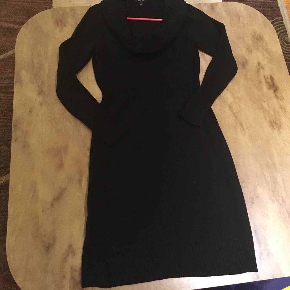 Cowl neck sweater dress