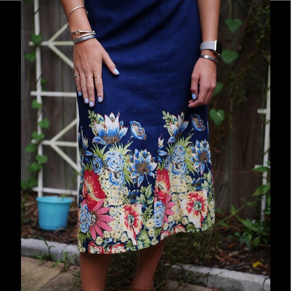 SOLD Kim Rogers Floral High Waisted Midi Skirt - Picture 3 of 4