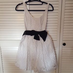 Hollister white lace black bow dress summer