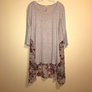Floral hi low sheer tunic