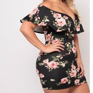 Black floral print dress