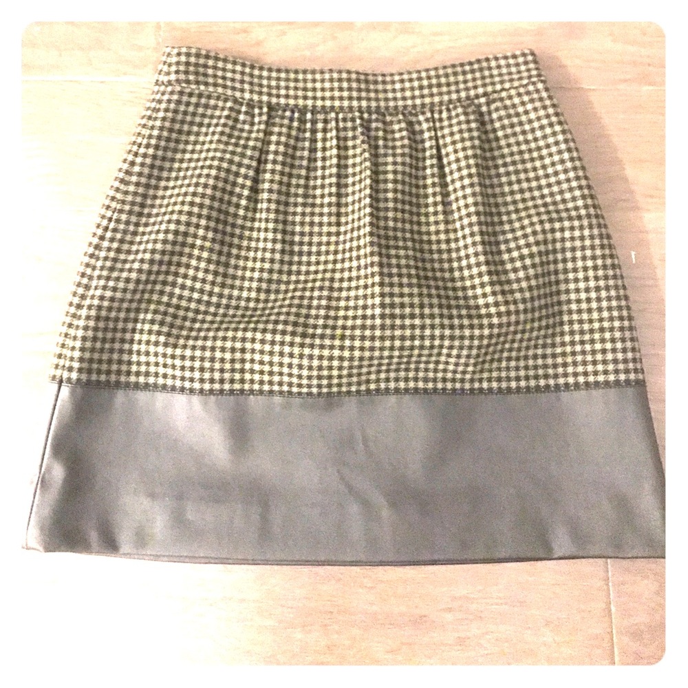 J.Crew Houndstooth and Leather Skirt