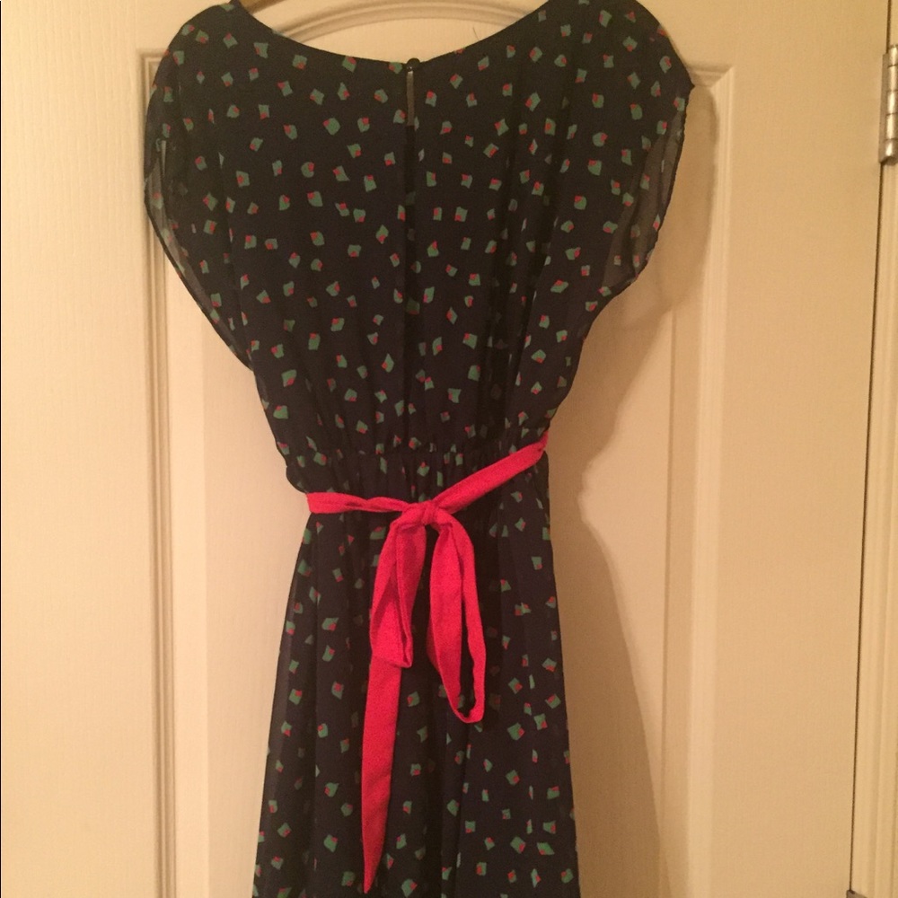 Boutique Navy dress with accent red sash