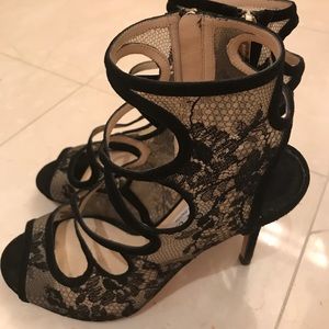 Black lace Jimmy Choo high heeled sandals