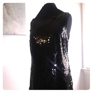 Banana Republic Little Black Sequin Dress Size 16