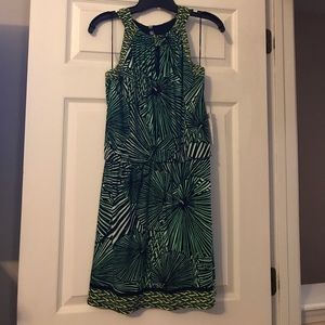 Black and green leaf pattern dress