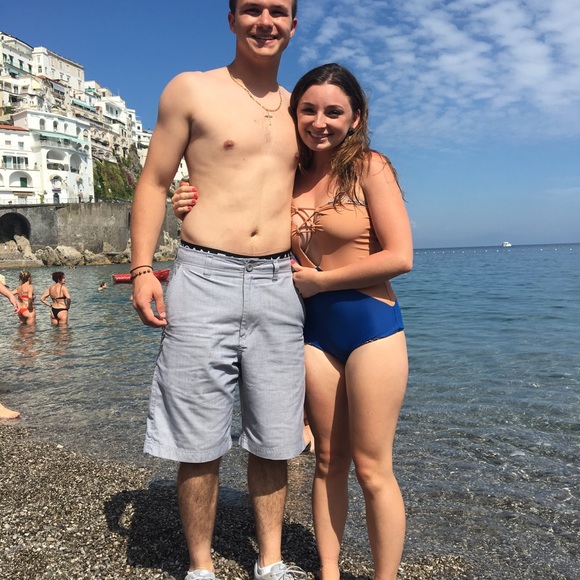 Acacia Bronx One Piece Swimsuit, Nude and Blue - Picture 3 of 7