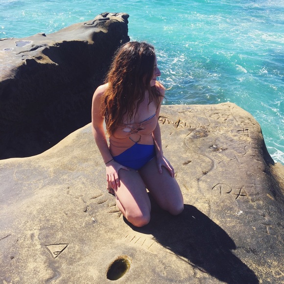 Acacia Bronx One Piece Swimsuit, Nude and Blue - Picture 6 of 7