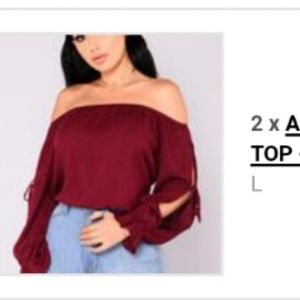 Burgundy off shoulder crop top fashion nova