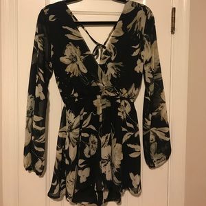 NWT black floral romper size small
