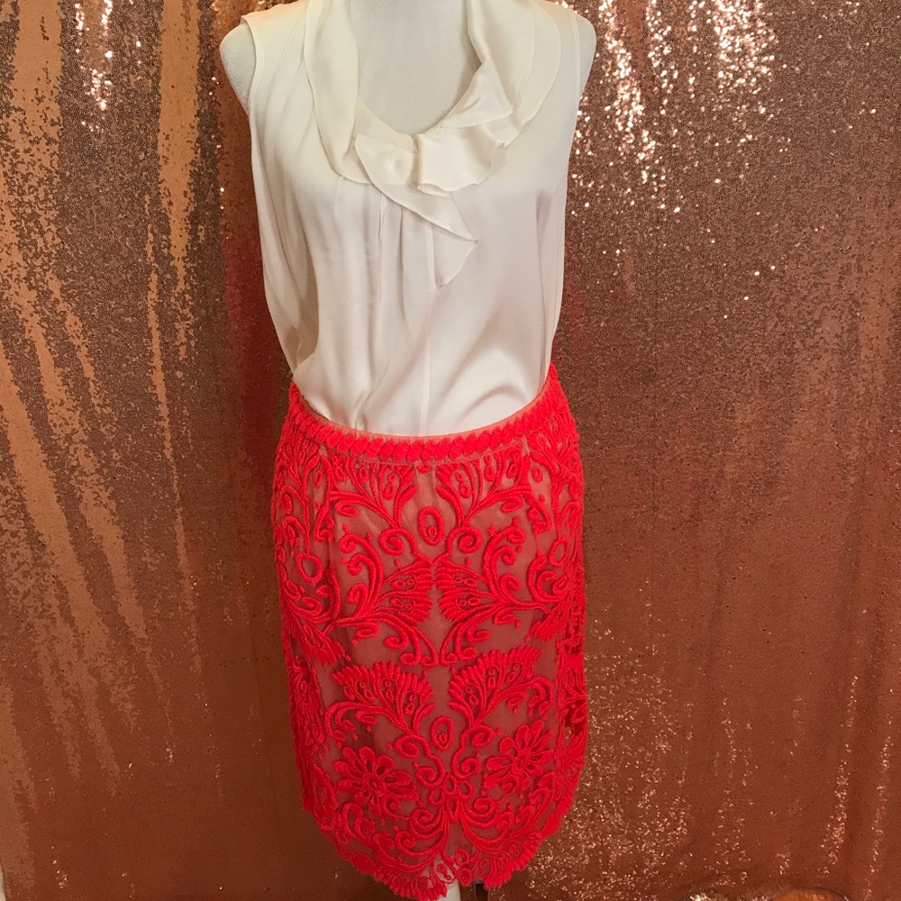 Baraschi Red/orange threaded design skirt.